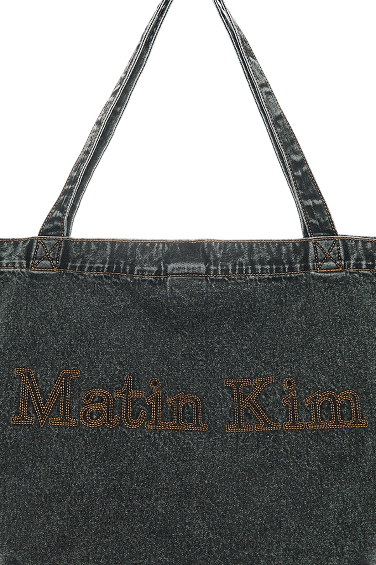 matinkim MATIN STITCH DENIM SHOULDER BAG IN BLACK