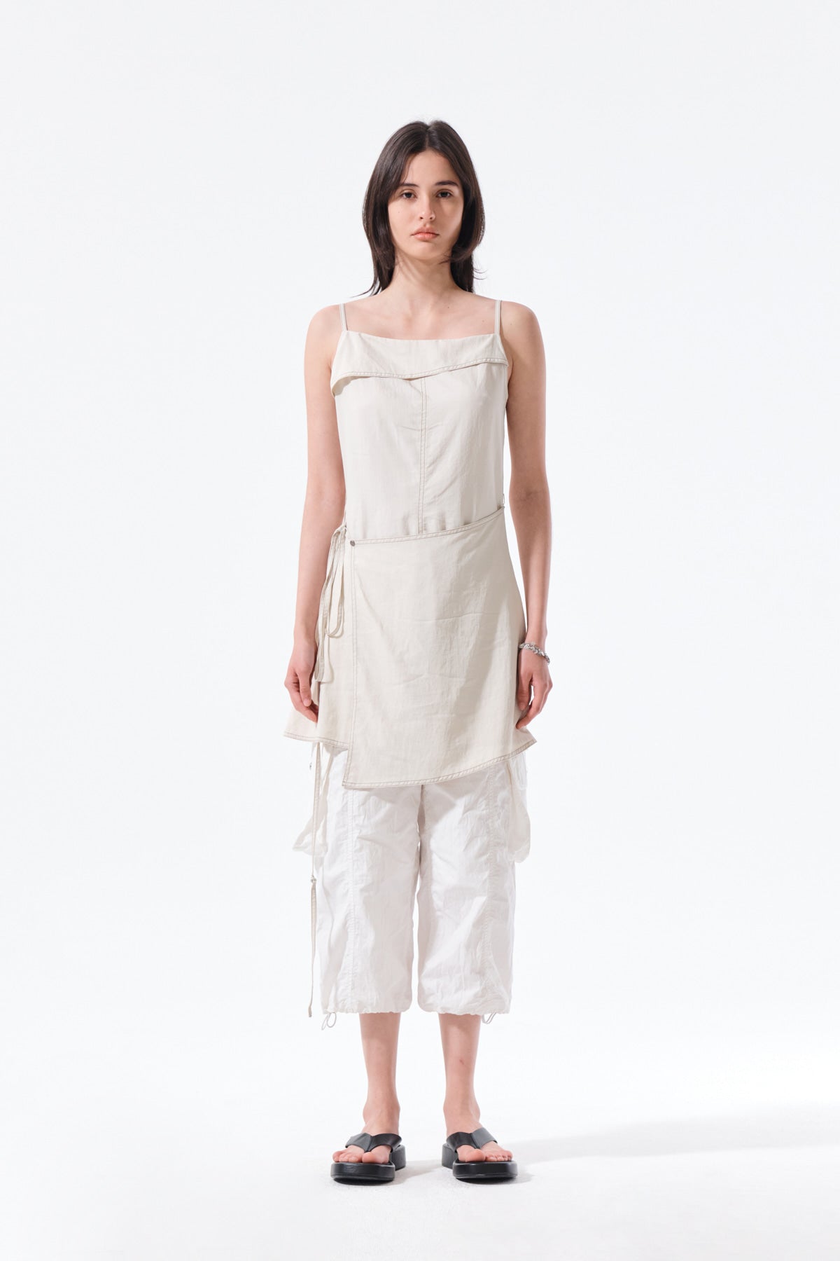 matinkim SLEEVELESS WRAP DRESS IN CREAM