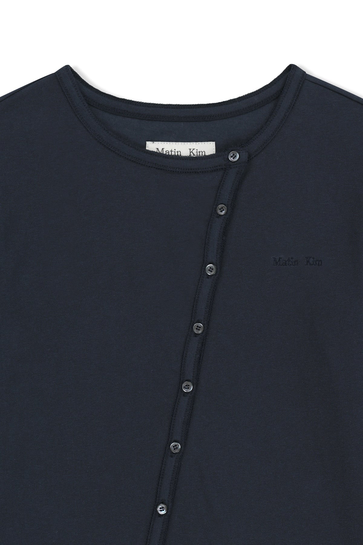 matinkim ASYMMETRIC BUTTON CLOSURE TOP IN NAVY