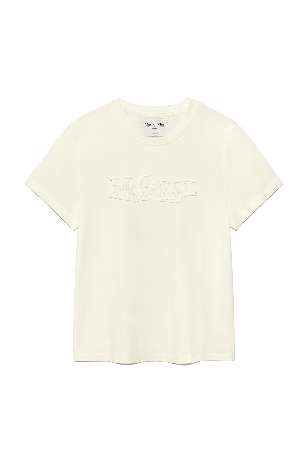 matinkim APPLIQUE LOGO PATCH TOP IN CREAM