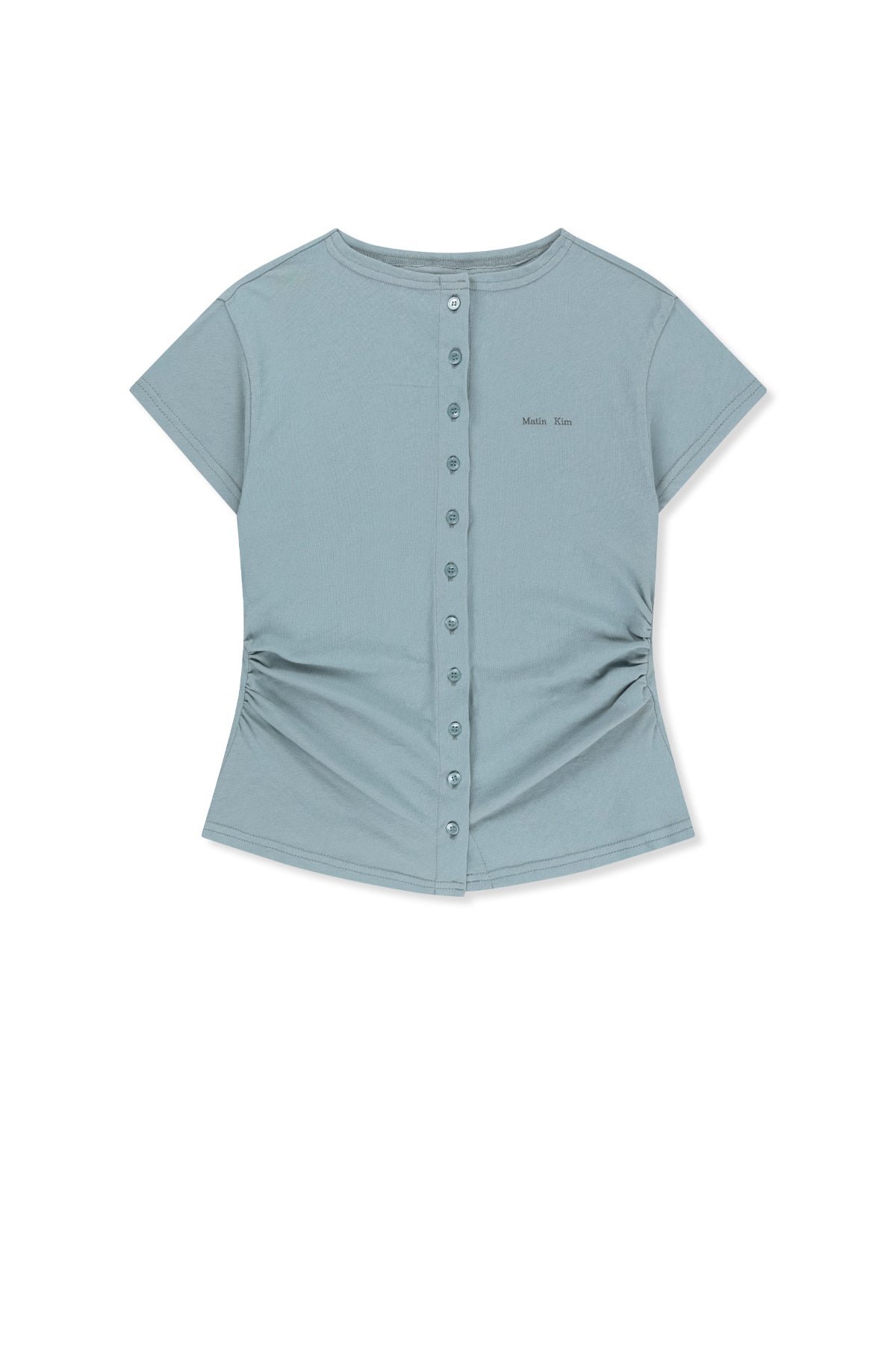 matinkim SIDE SHIRRING BUTTON TOP IN LIGHT BLUE