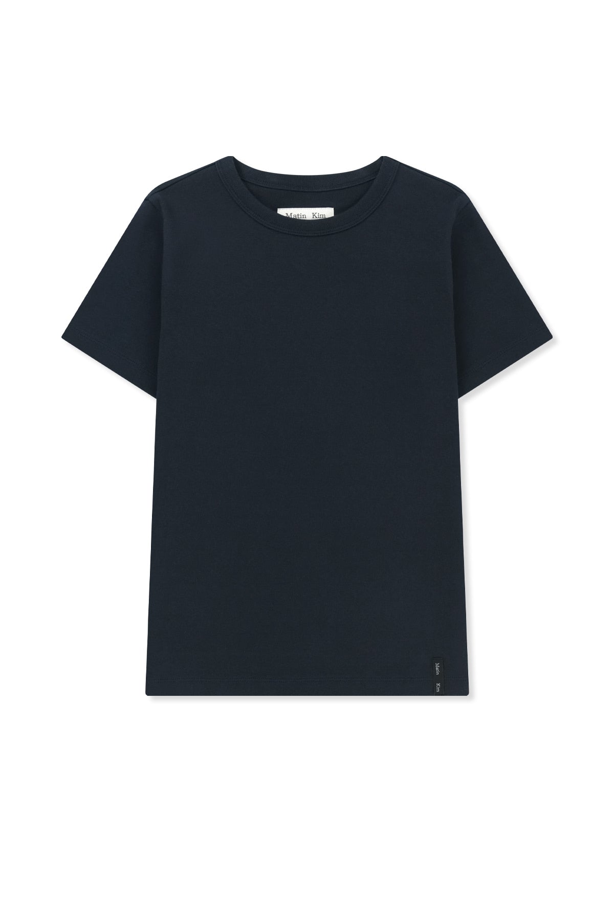 matinkim LABEL DETAIL SLIM FIT TOP IN NAVY