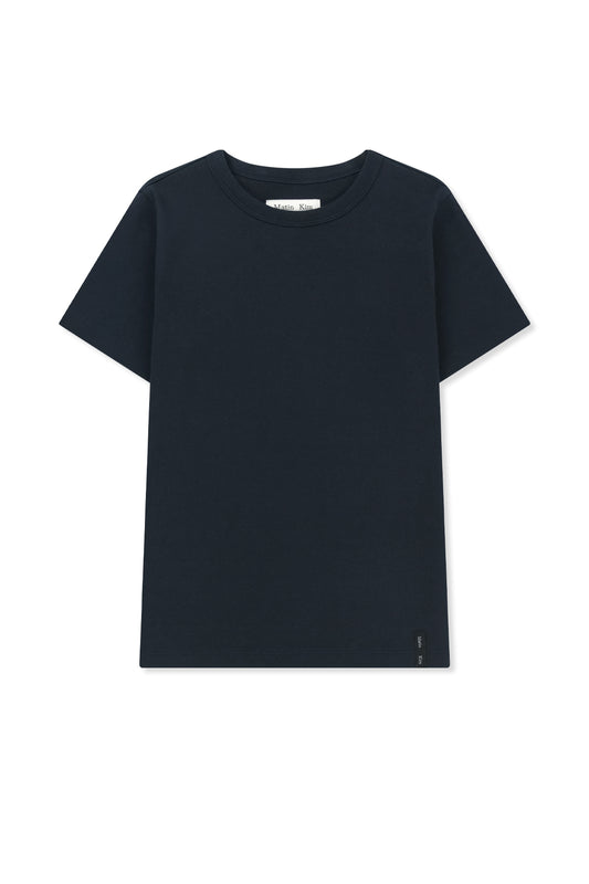 matinkim LABEL DETAIL SLIM FIT TOP IN NAVY