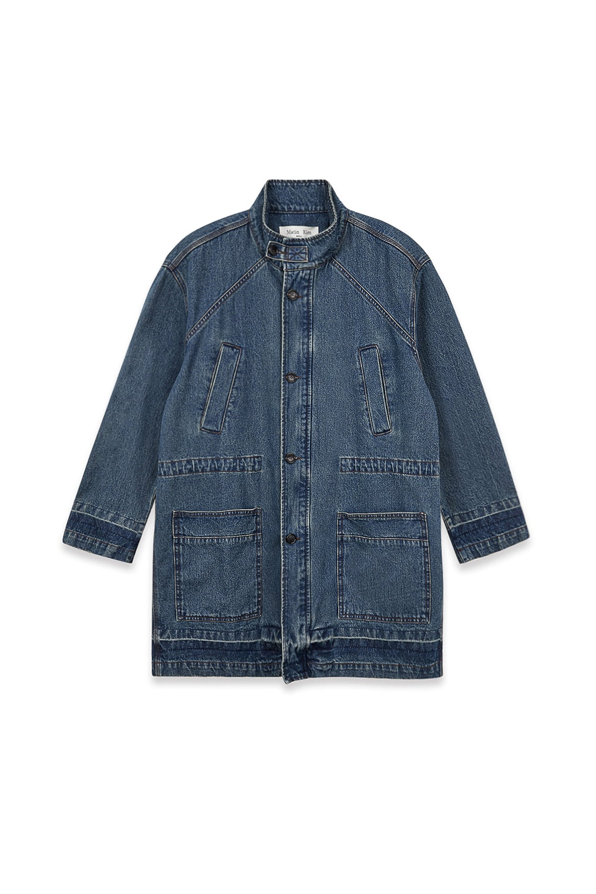 matinkim POCKET POINT MIDI DENIM JUMPER IN BLUE