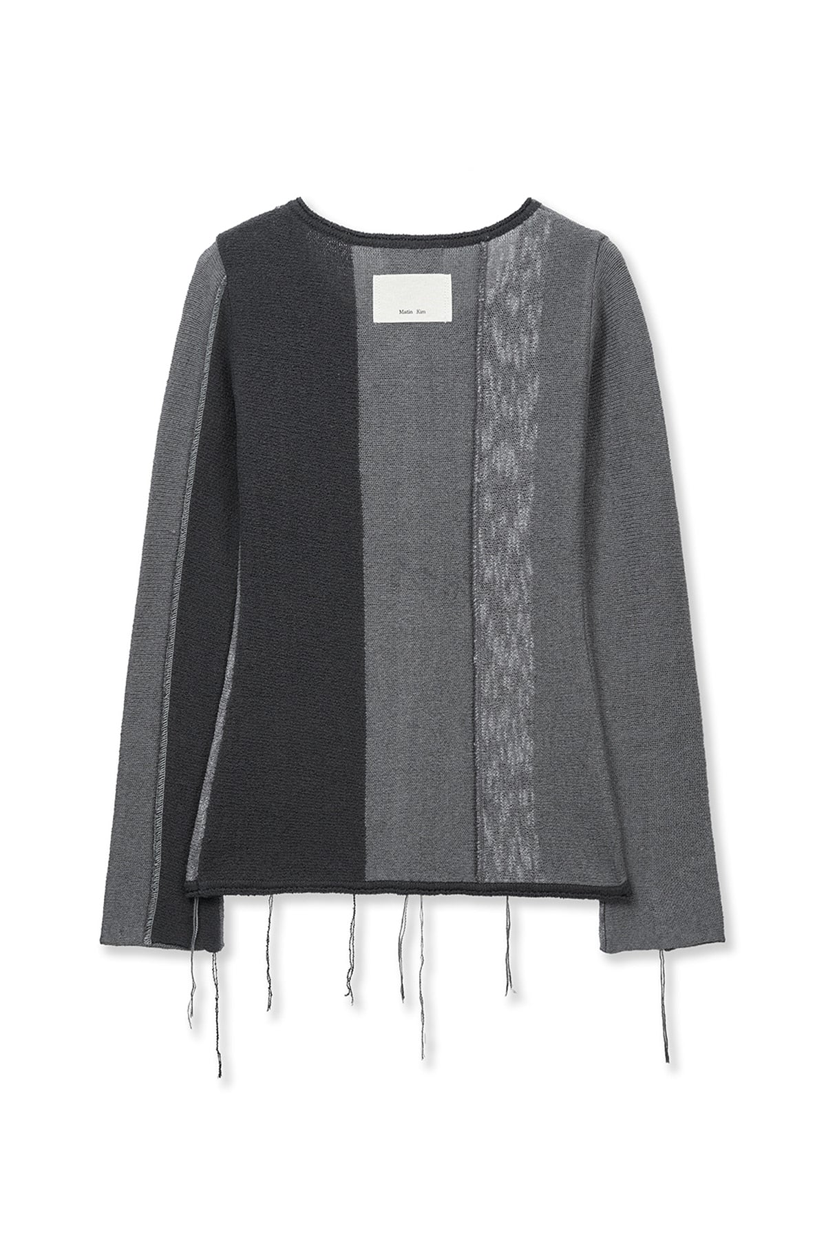 matinkim COLOR BLOCK SLIM KNIT CARDIGAN IN CHARCOAL