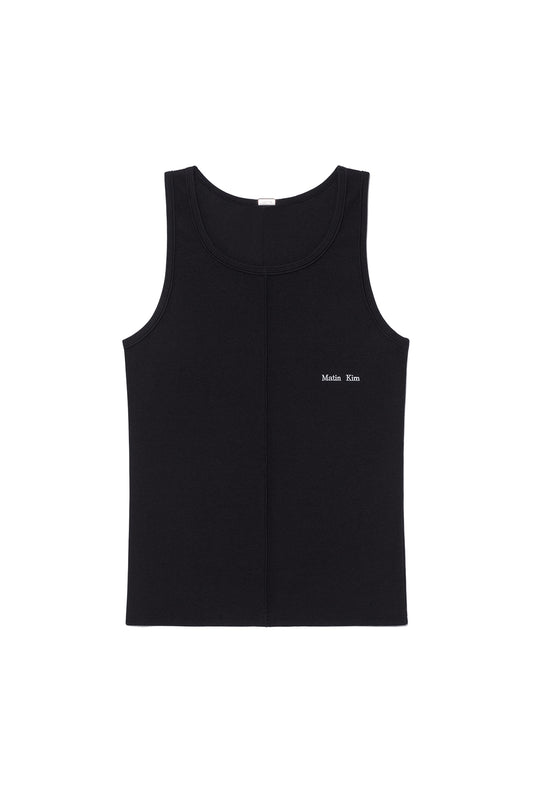 matinkim SMALL LOGO PINTUCK SLEEVELESS TOP FOR MEN IN BLACK