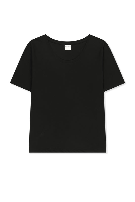 matinkim LABEL POINT U NECK TOP IN BLACK