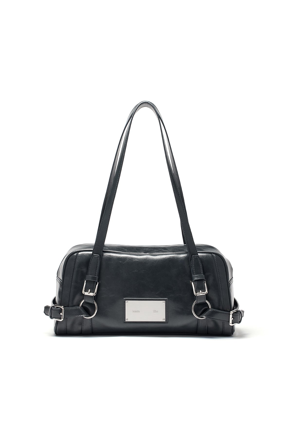 matinkim BIKER DETAIL MEDIUM SHOULDER BAG IN CHARCOAL