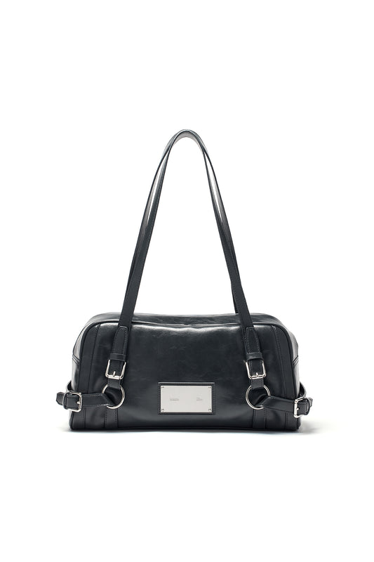 matinkim BIKER DETAIL MEDIUM SHOULDER BAG IN CHARCOAL