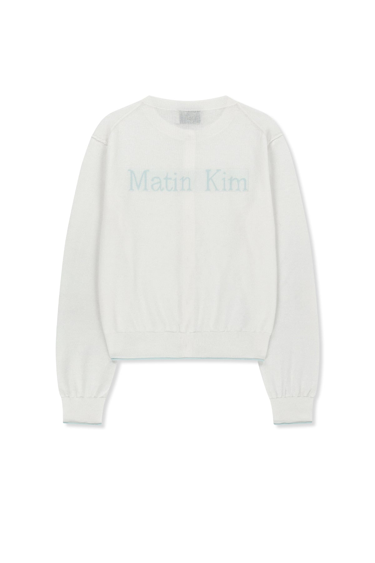 matinkim BACK LOGO SHEER CARDIGAN FOR WOMEN IN WHITE