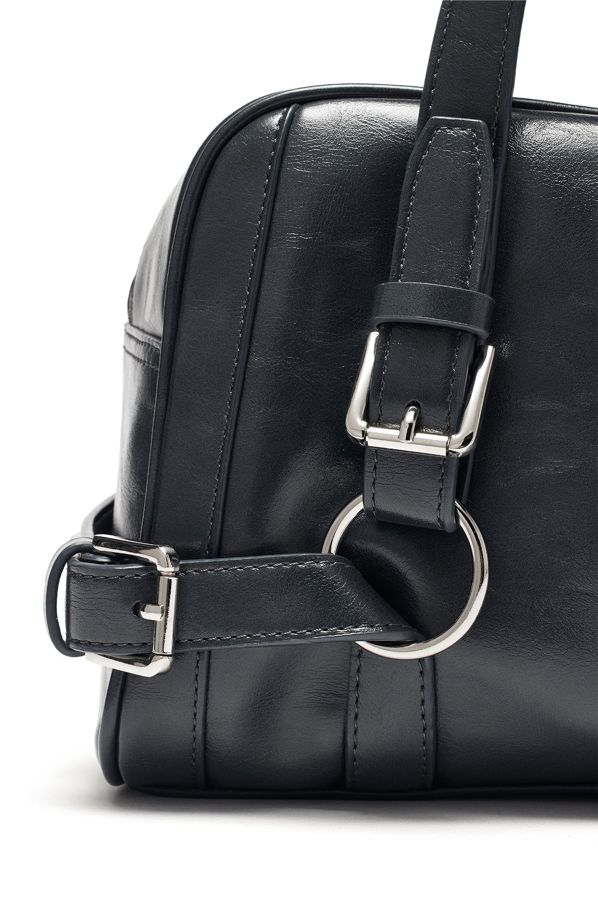 matinkim BIKER DETAIL MEDIUM SHOULDER BAG IN CHARCOAL