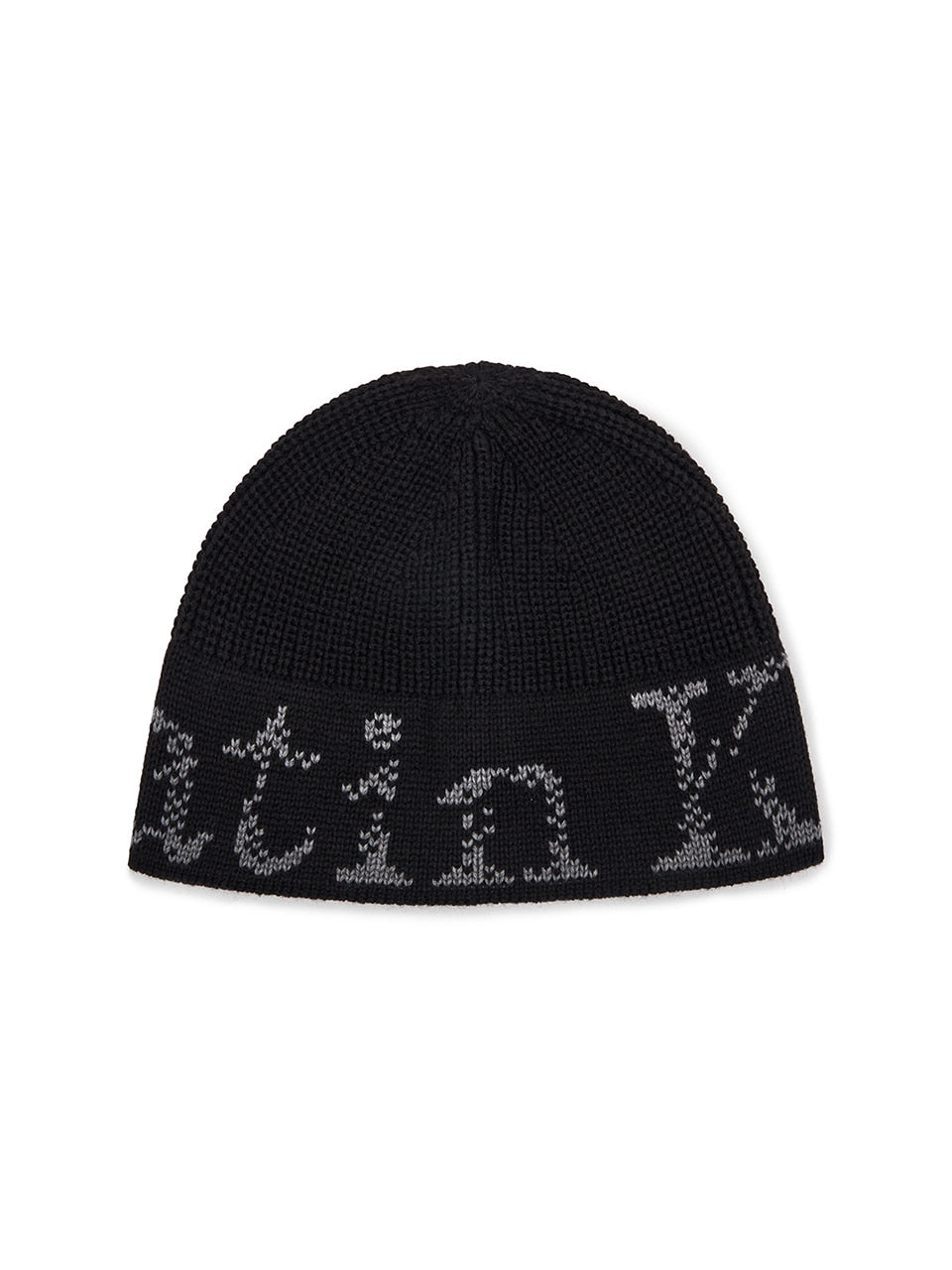 matinkim CRACKED LOGO BUCKET BEANIE IN BLACK