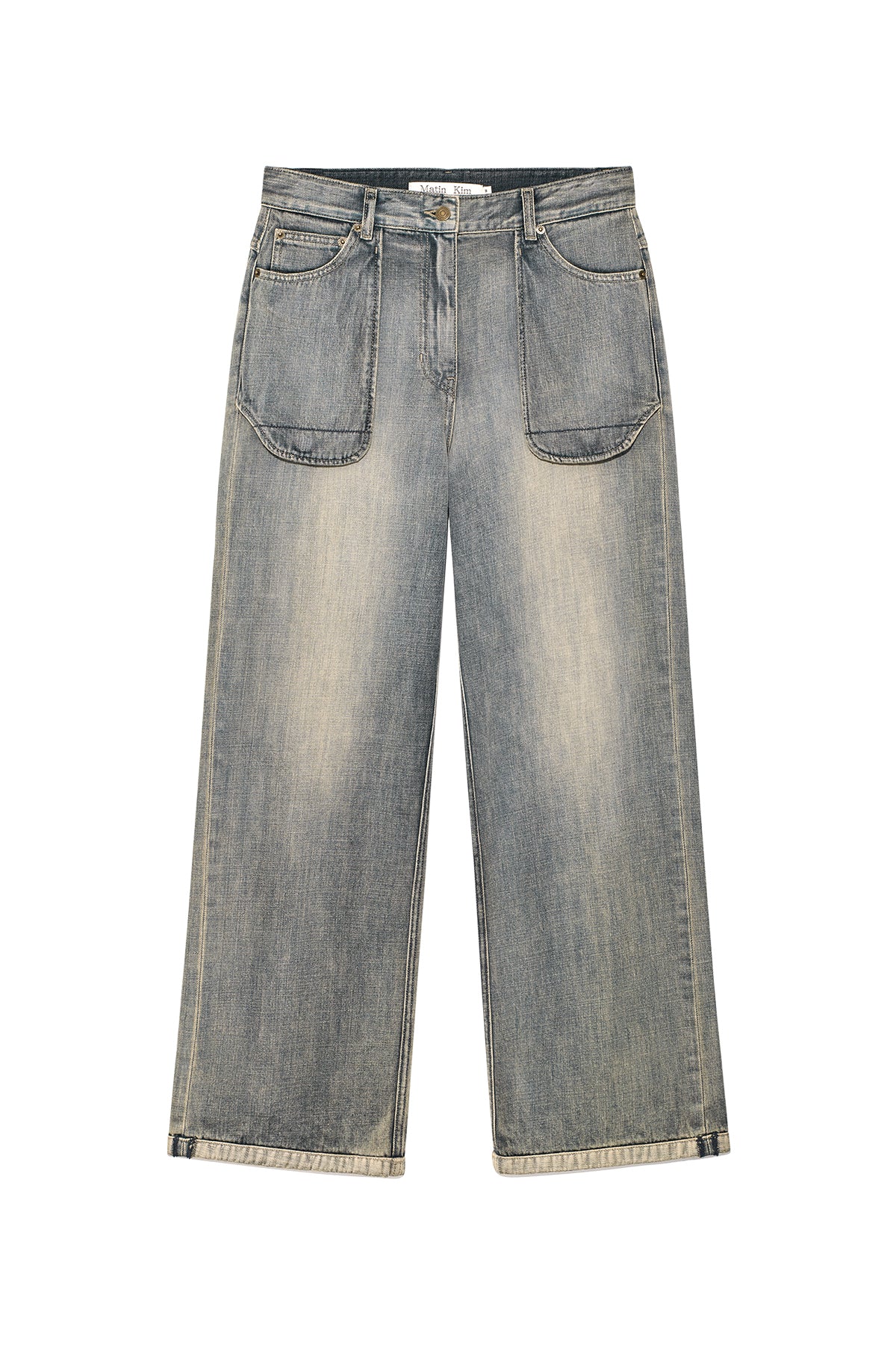 matinkim OUT POCKET WASHED DENIM PANTS IN SMOKE BLUE