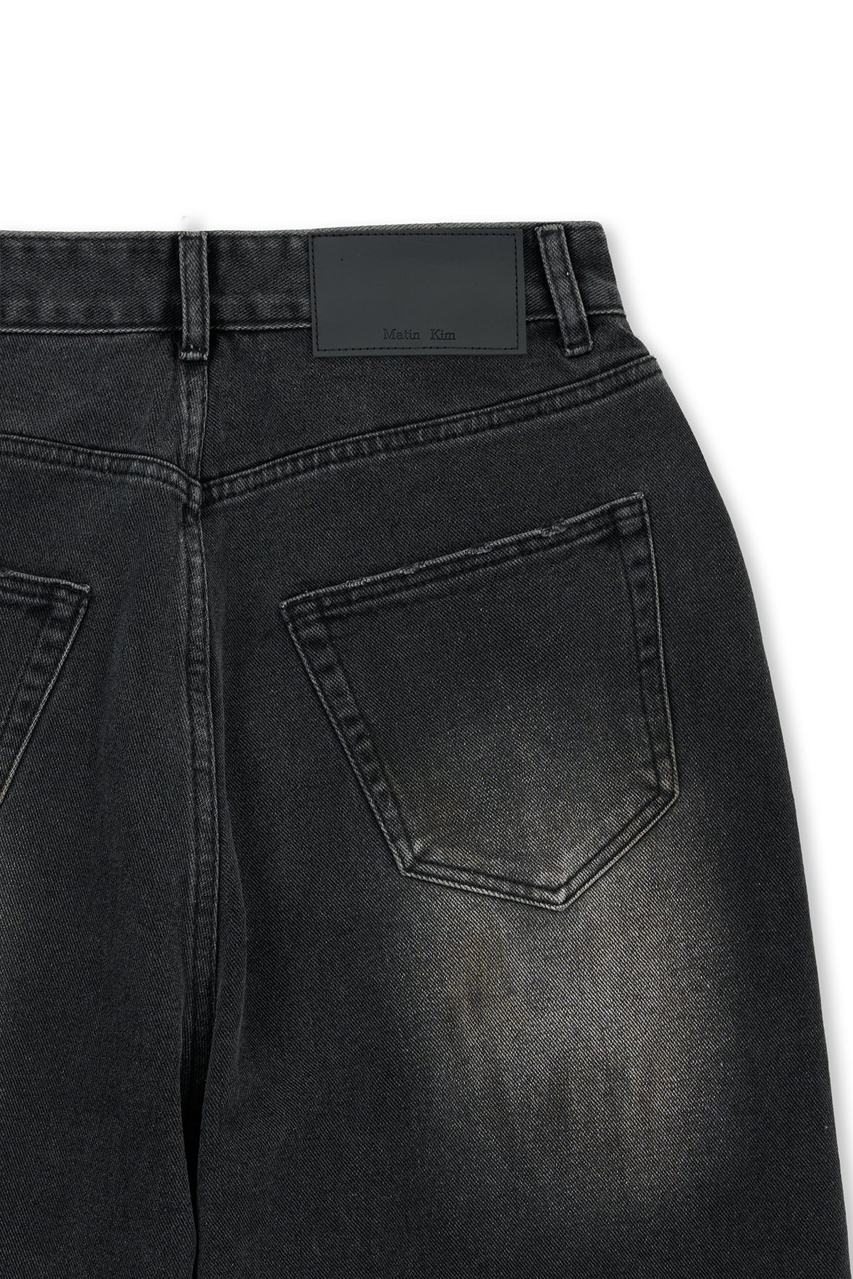 matinkim VINTAGE DIRTY WASHED DENIM PANTS IN BLACK