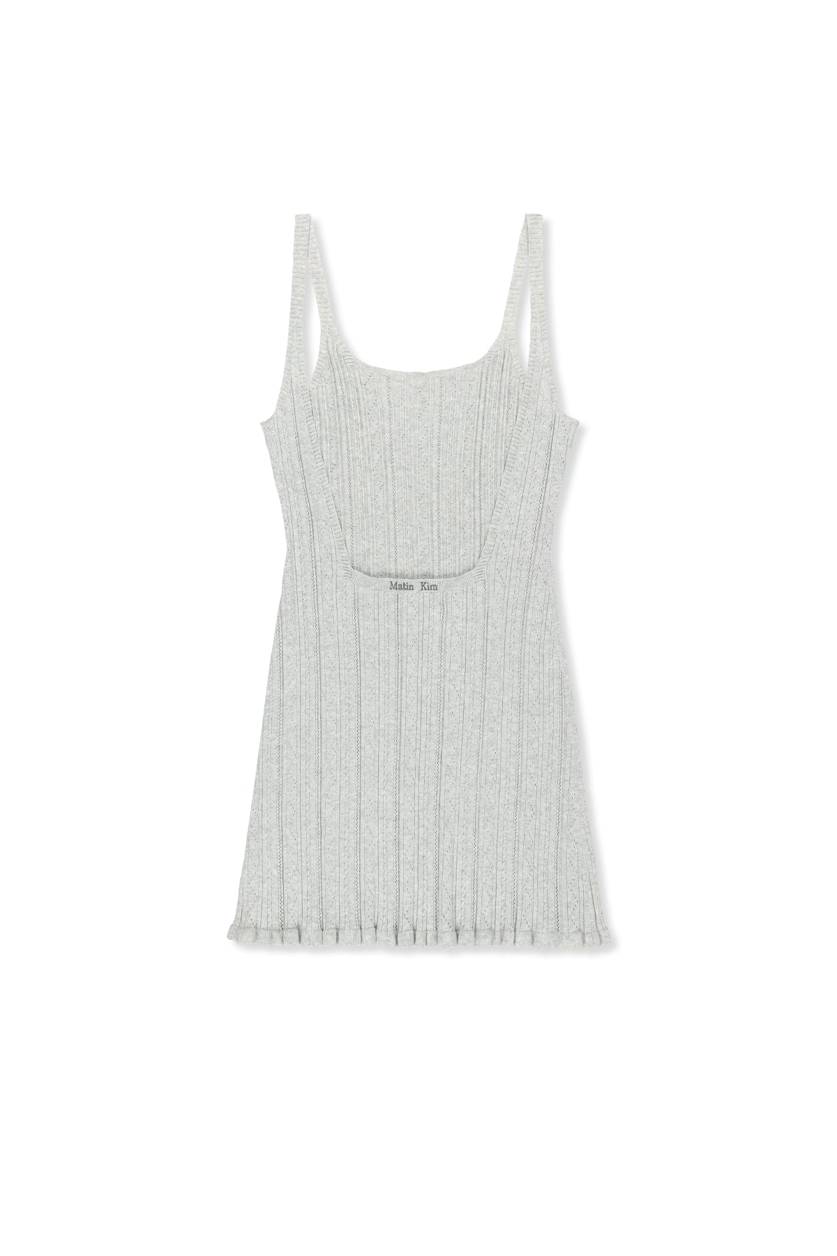 matinkim OPEN BACK RIBBED KNIT DRESS IN LIGHT GREY