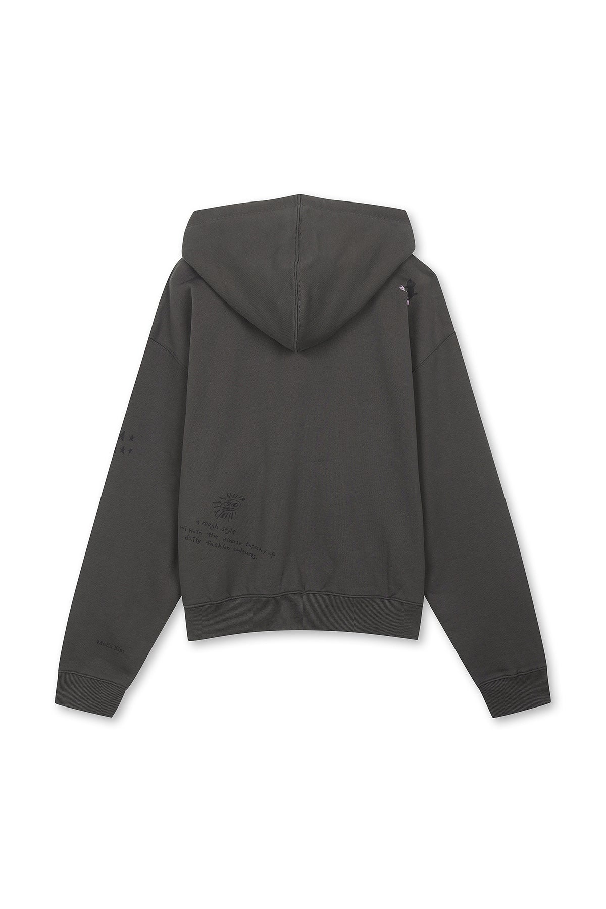 matinkim GRAFFITI ARTWORK HOODY ZIP UP IN CHARCOAL