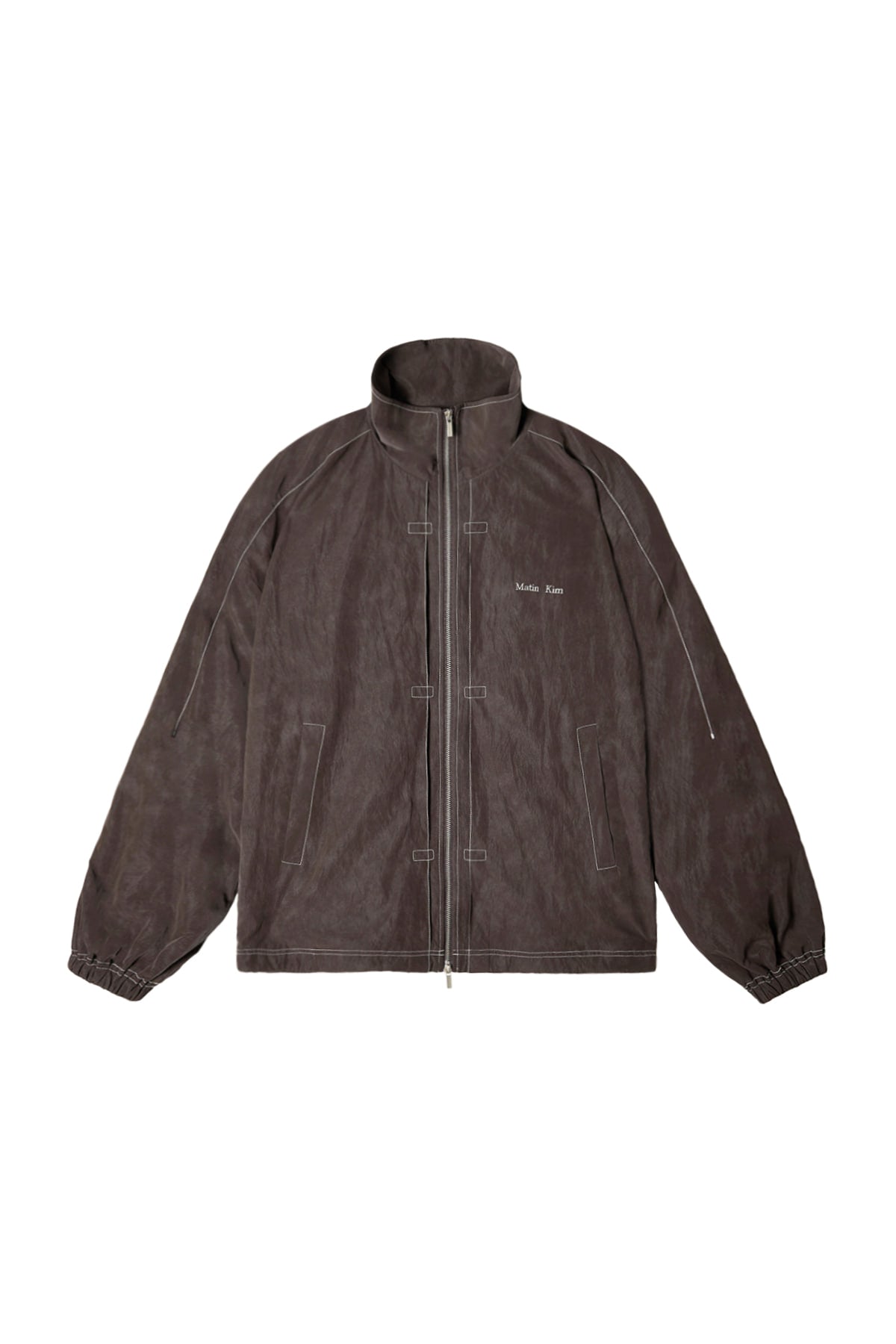 matinkim STITCH POINT HIGH NECK JUMPER IN BROWN