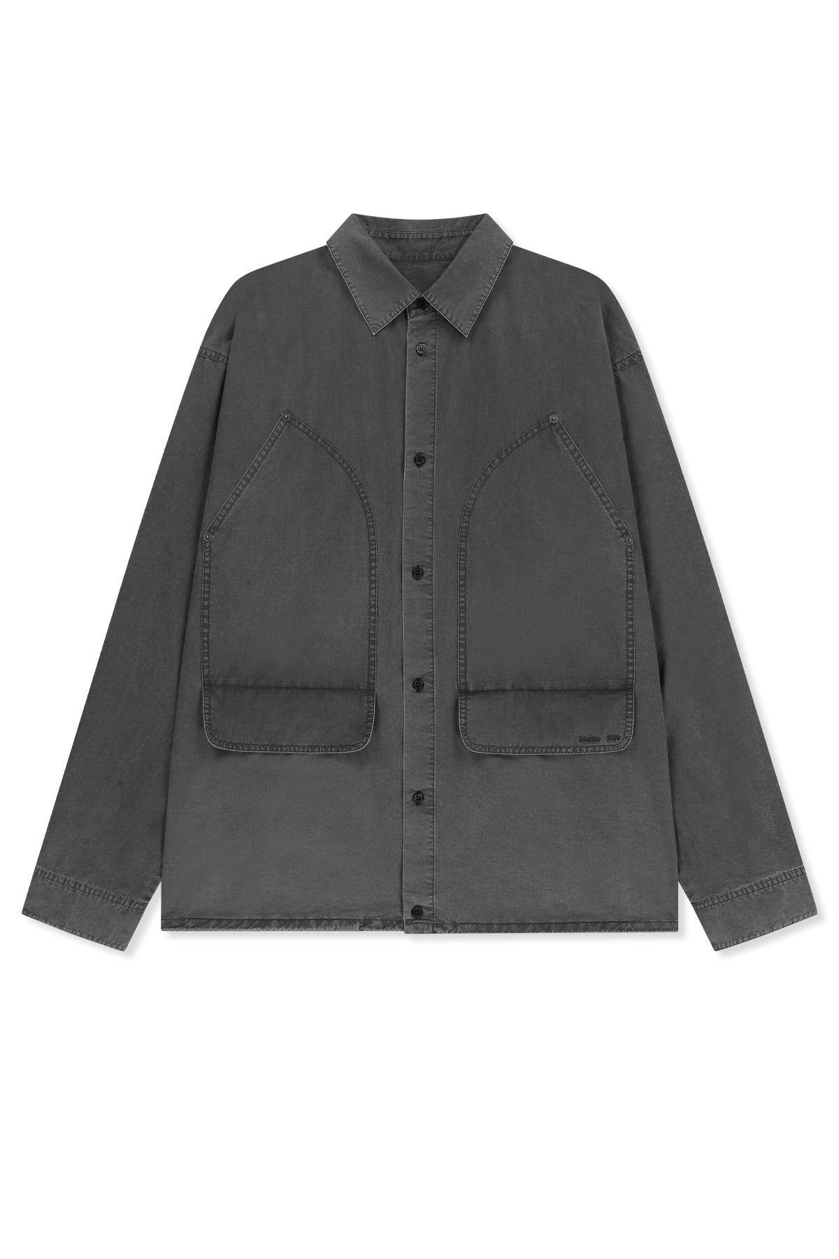 matinkim WASHED COTTON DRAWSTRING SHIRT IN CHARCOAL