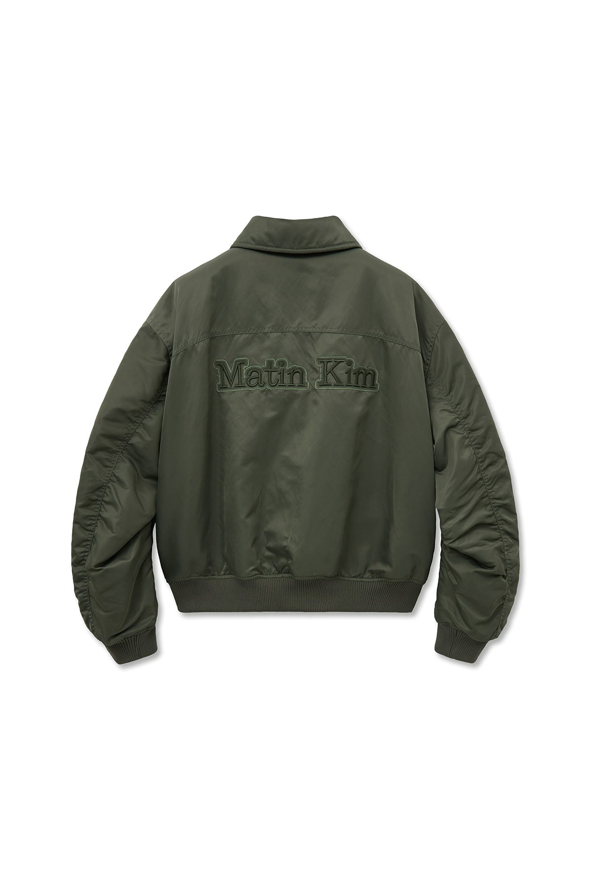 matinkim APPLIQUE LOGO SHIRRING BOMBER JUMPER FOR MEN IN KHAKI