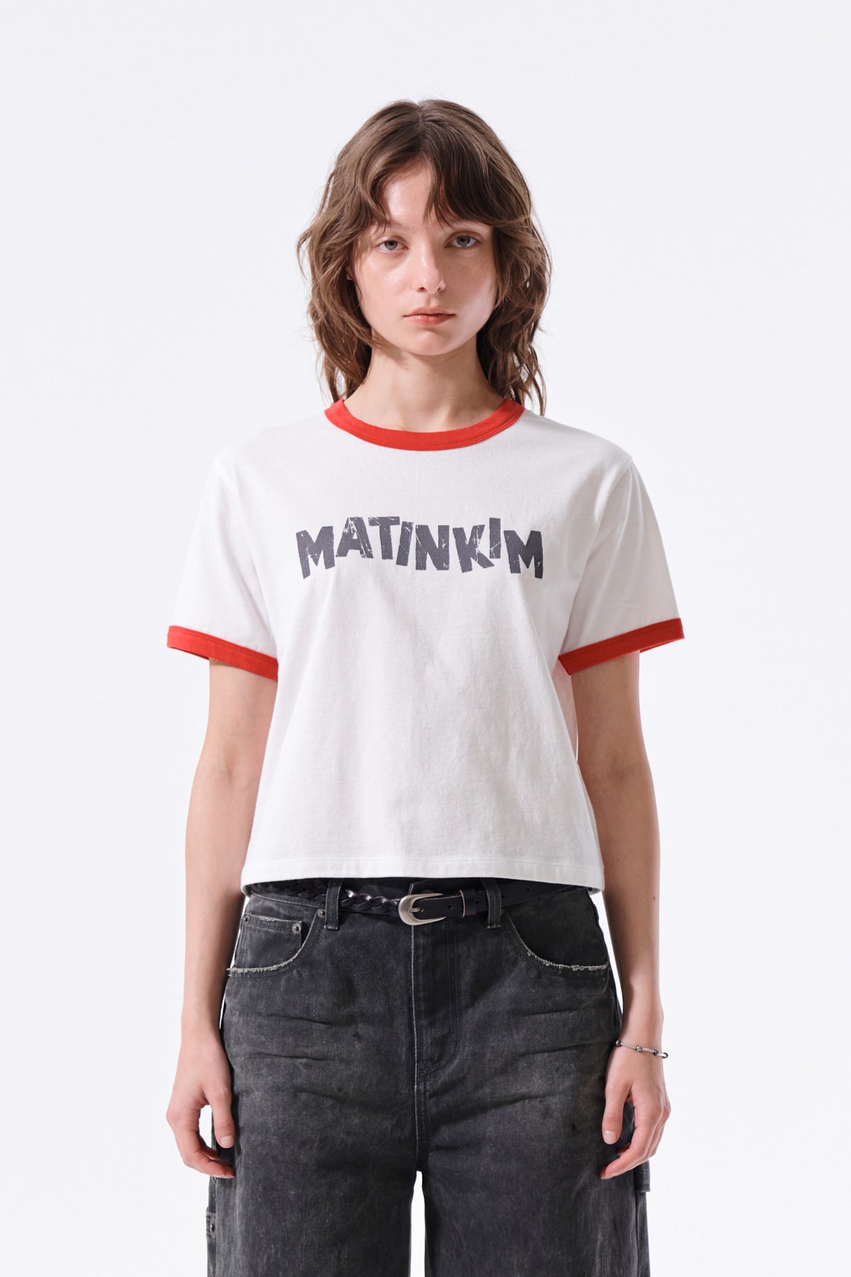 matinkim MATIN LOGO RINGER CROP TOP IN WHITE