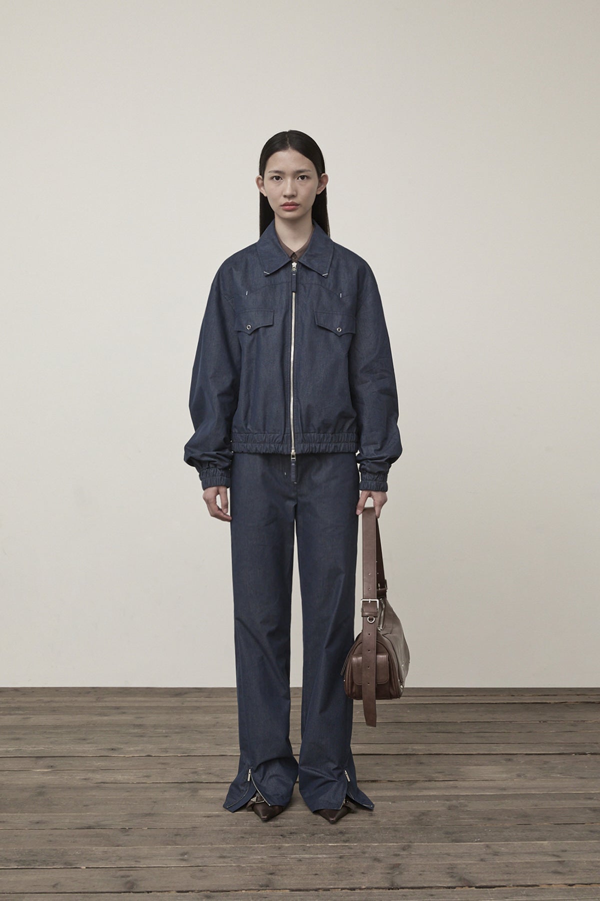 matinkim WESTERN DETAIL DENIM LIKE BLOUSON IN NAVY