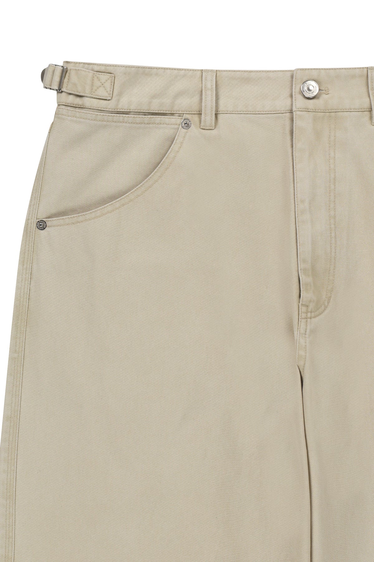 matinkim SIDE TAB WASHED COTTON PANTS IN BEIGE