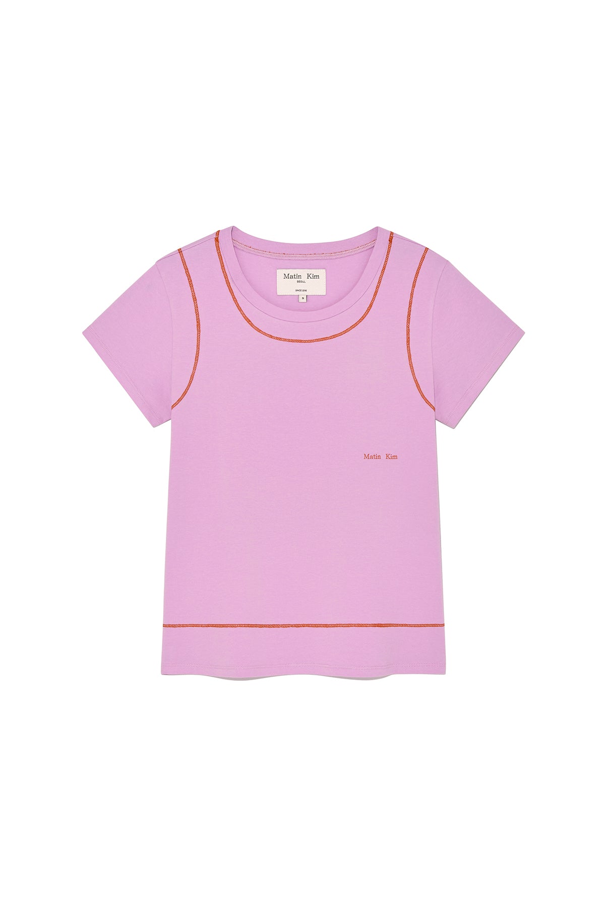 matinkim STITCH POINT SMALL LOGO TOP IN PINK