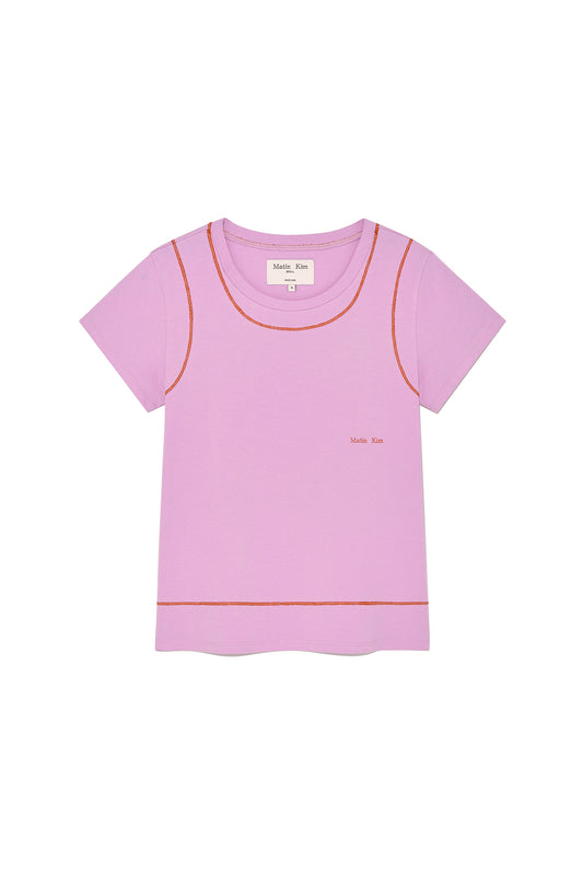 matinkim STITCH POINT SMALL LOGO TOP IN PINK