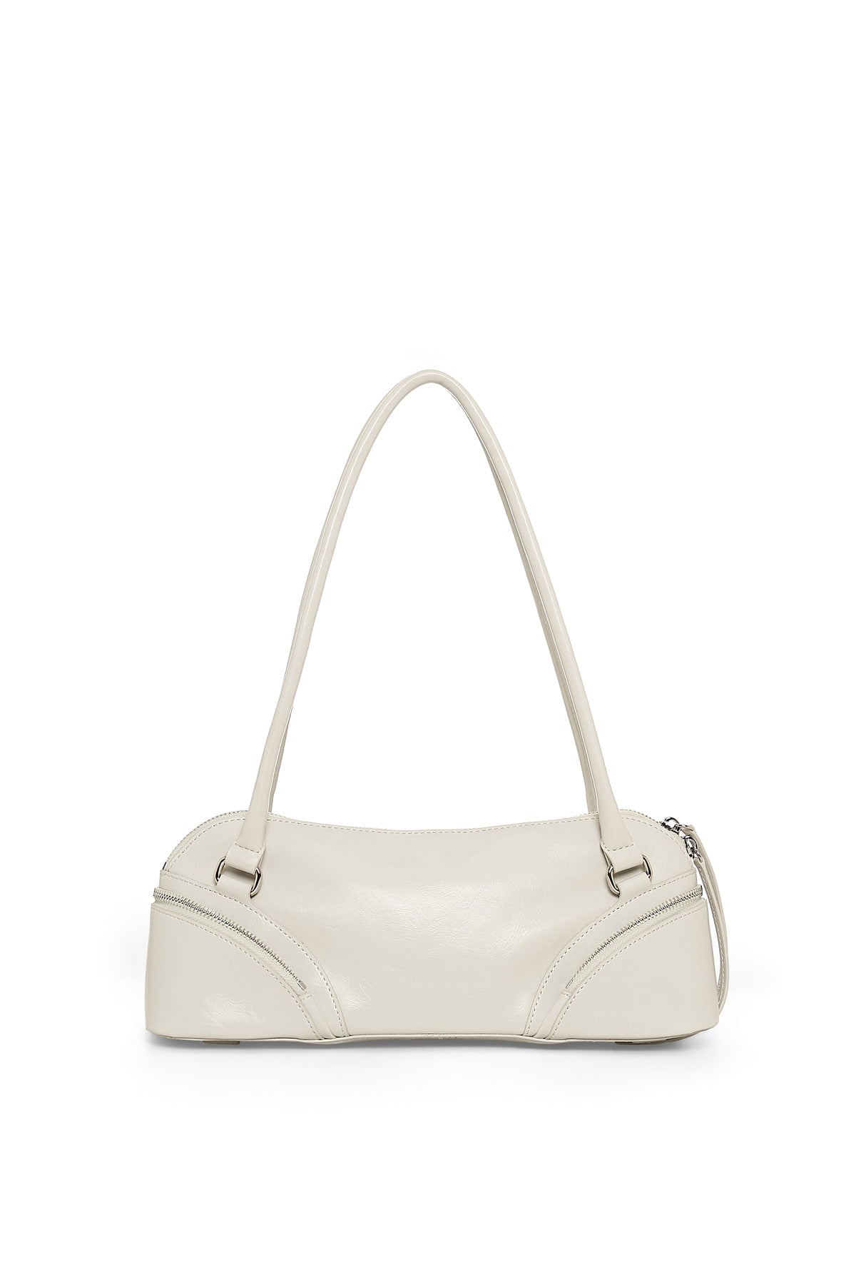 matinkim CURVE ZIP BAGUETTE BAG IN LIGHT GREY