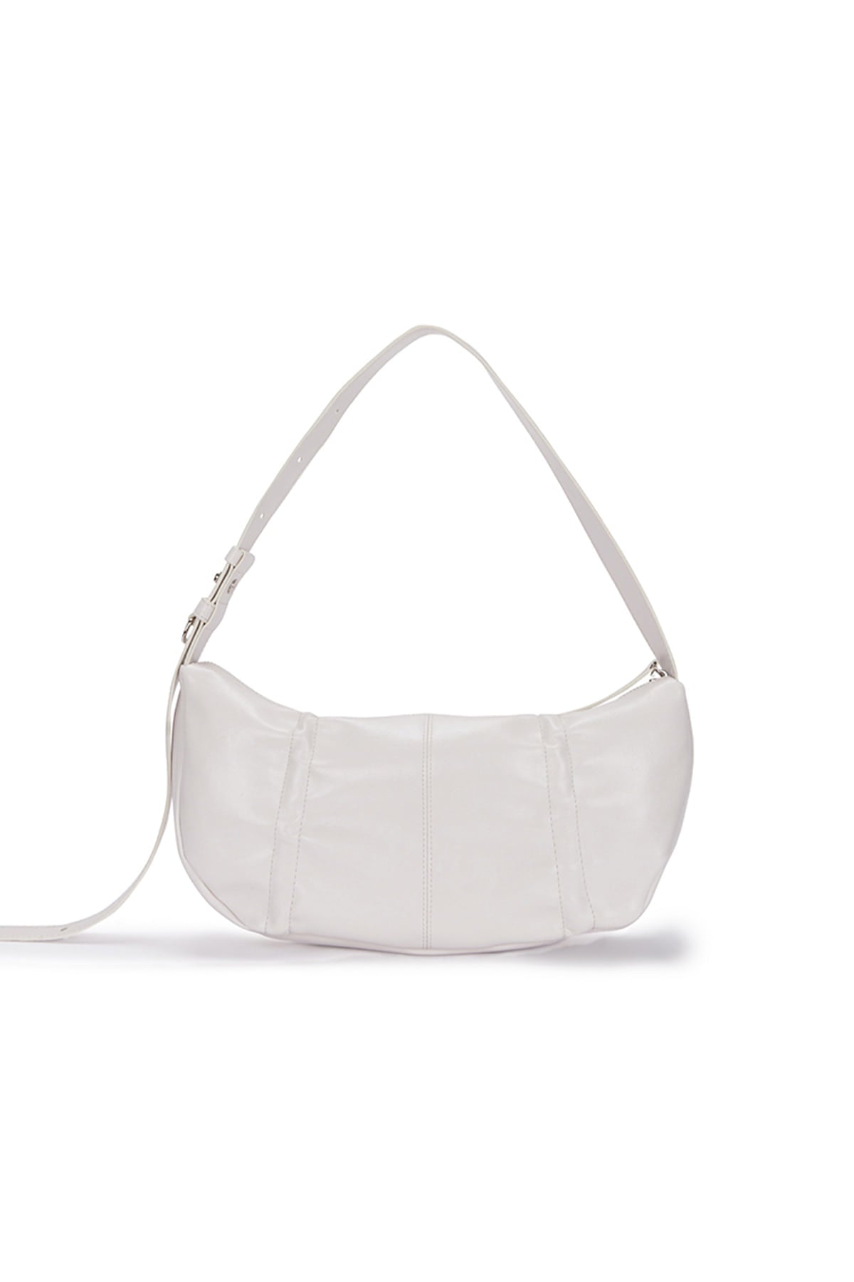 matinkim HALF SHIRRING RIBBON ROUND BAG IN IVORY