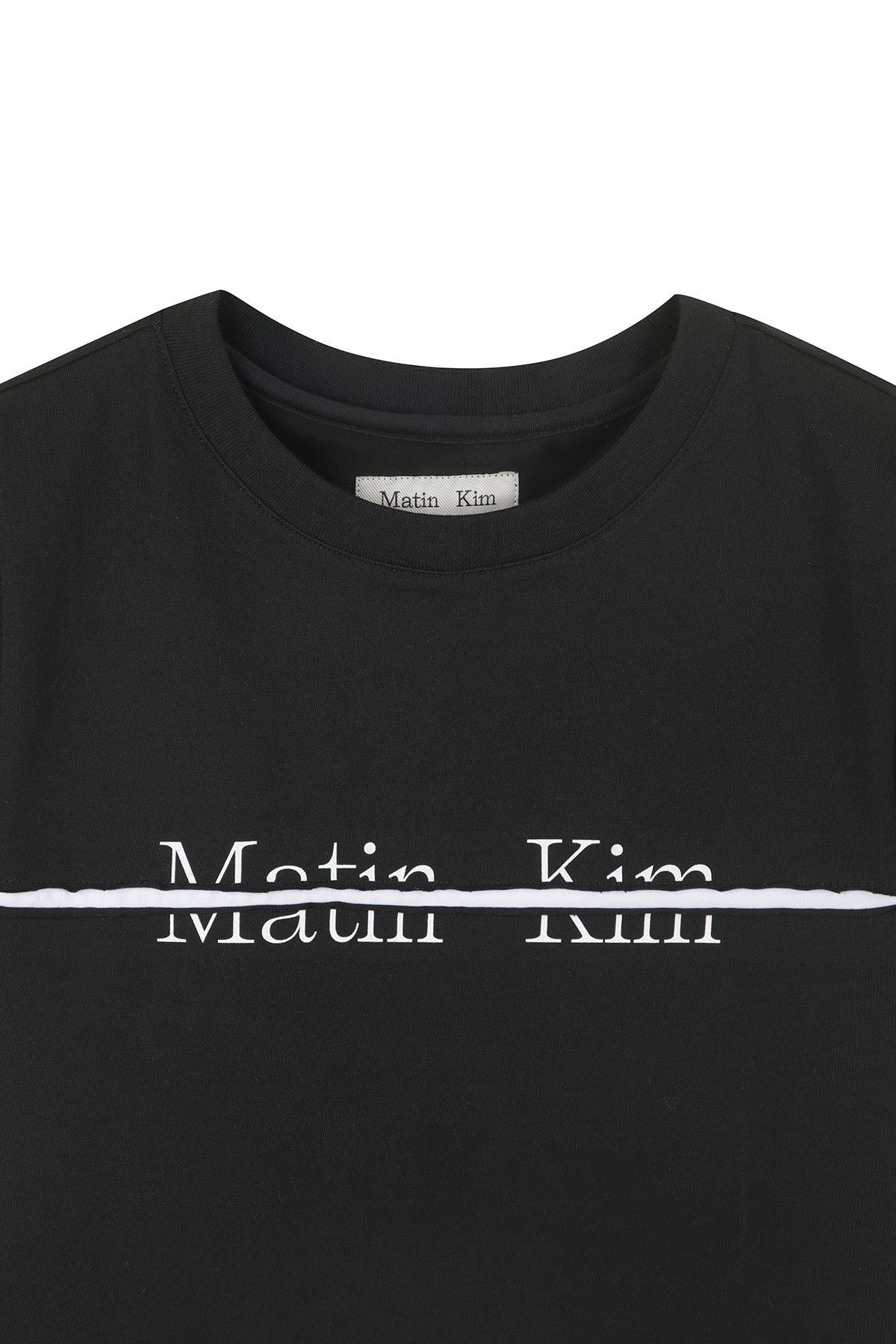 matinkim MATIN KIM LOGO CUTTED CROP TOP IN BLACK