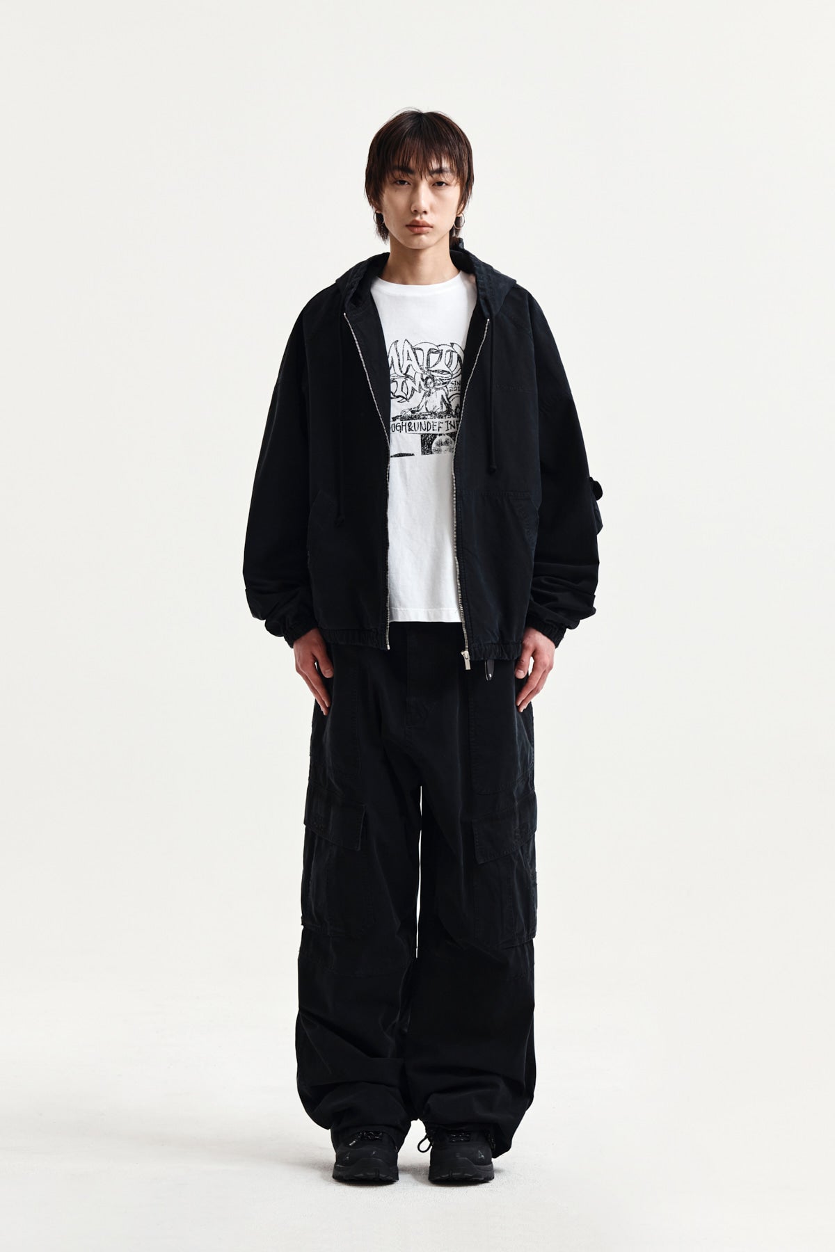 matinkim MULTI POCKET UTILITY WIDE PANTS IN BLACK
