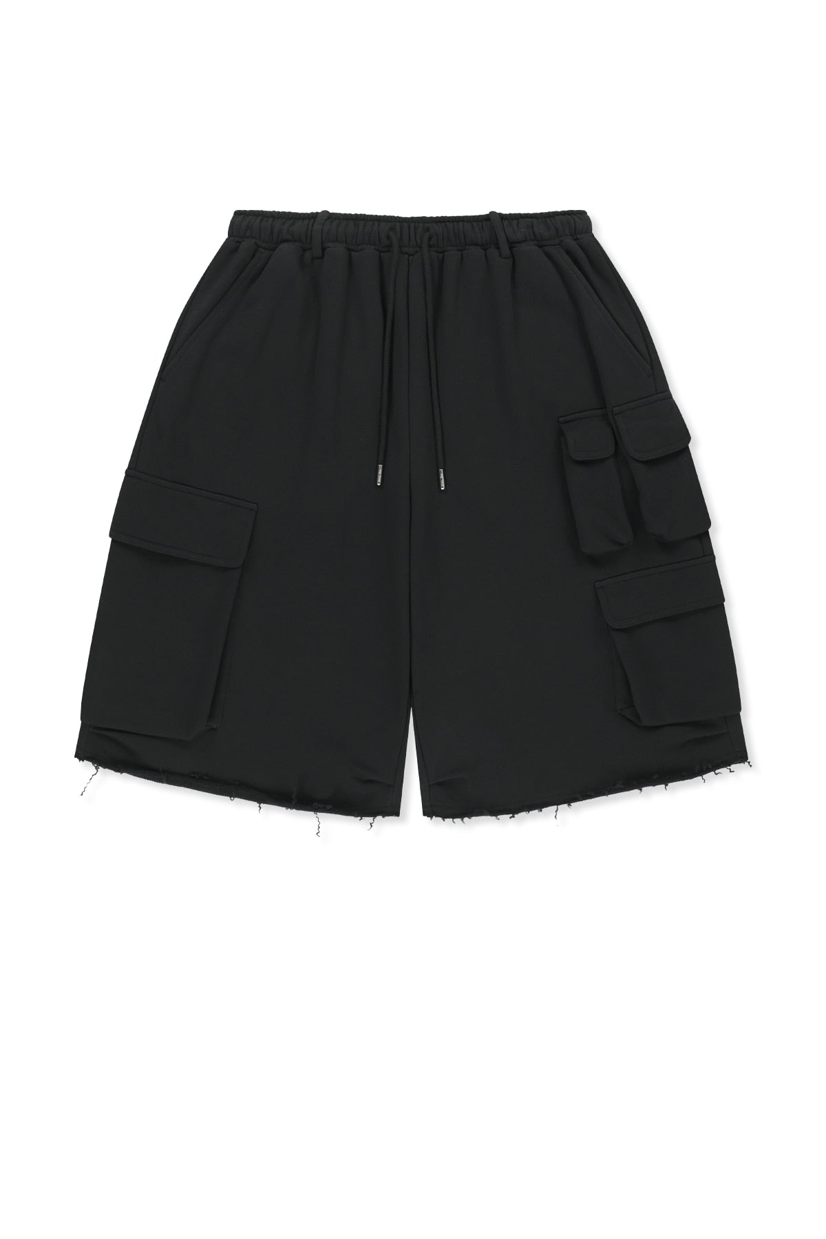 matinkim TERRY UTILITY POCKET BERMUDA PANTS IN BLACK