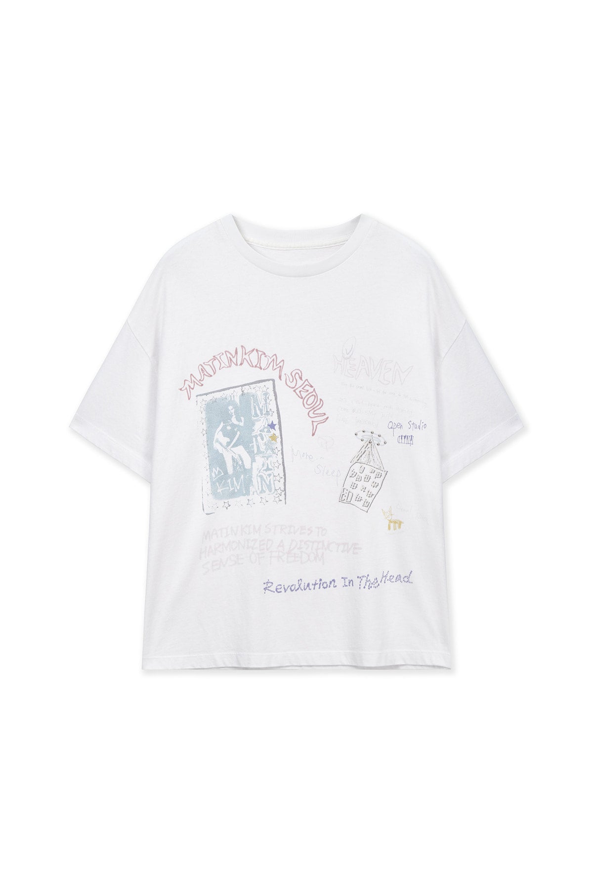 matinkim GRAFFITI ARTWORK TOP IN WHITE