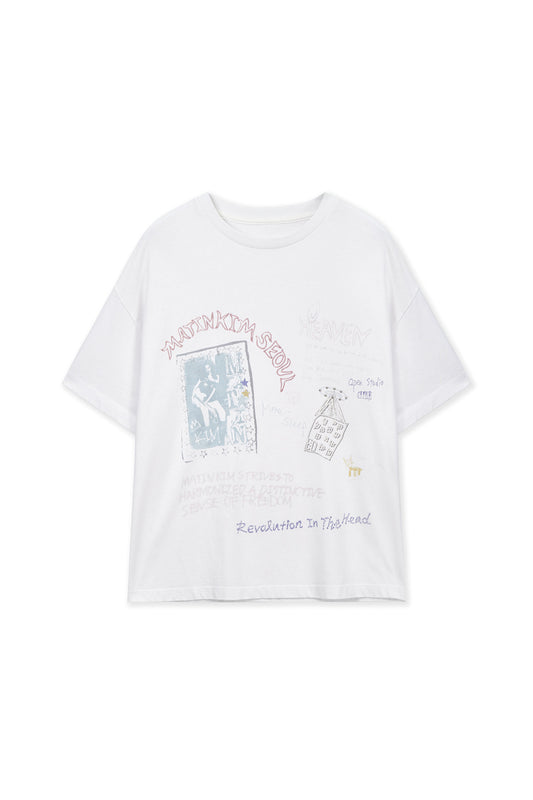 matinkim GRAFFITI ARTWORK TOP IN WHITE