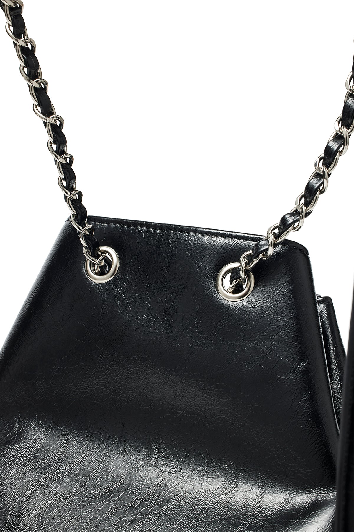 matinkim DRAW STRING RIBBON BACK PACK IN BLACK