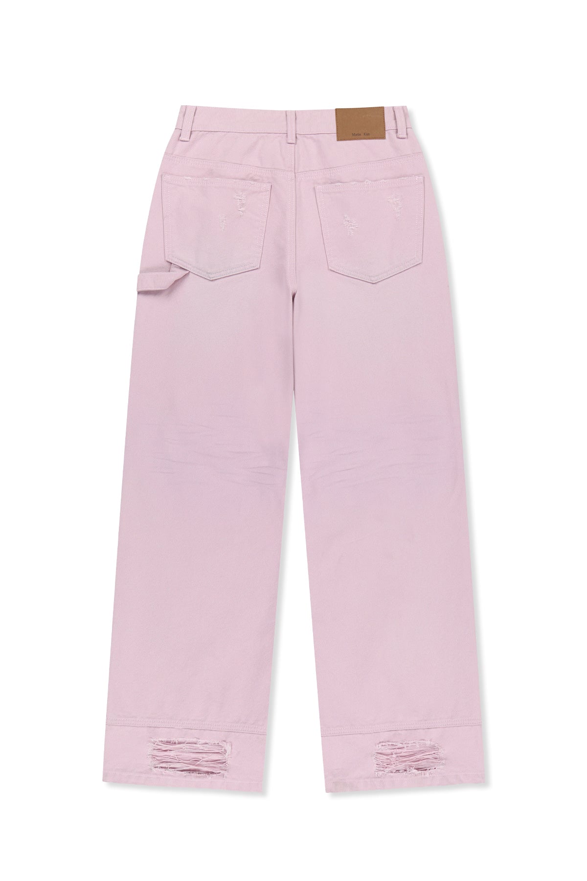 matinkim DESTROYED COLOR DYEING DENIM PANTS IN PINK