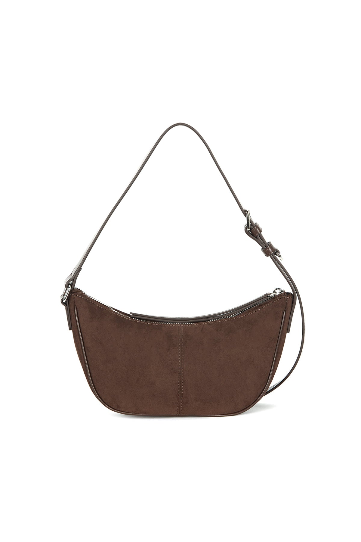 matinkim SUEDE MINI ARC HOBO BAG IN BROWN