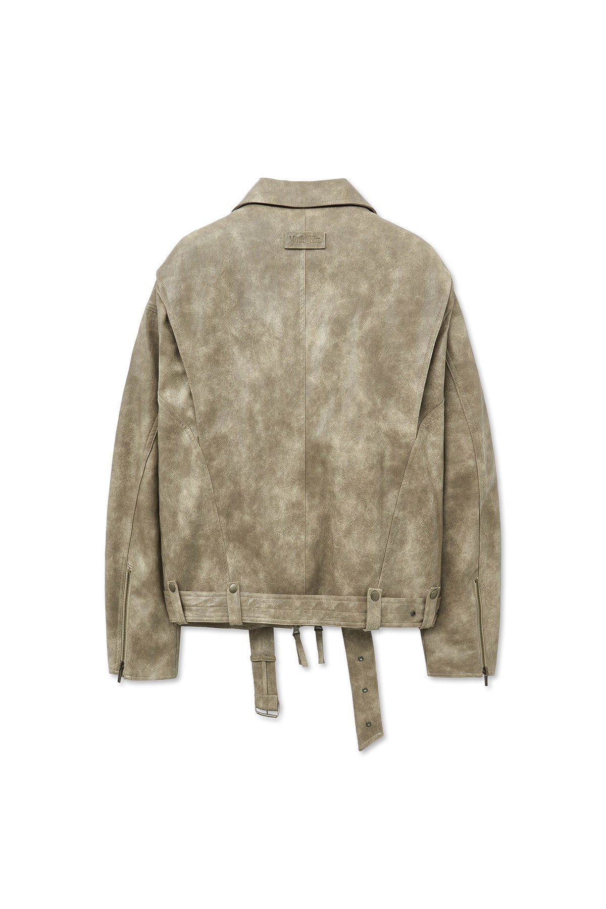 matinkim FAUX LEATHER BELTED RIDER JUMPER IN BEIGE