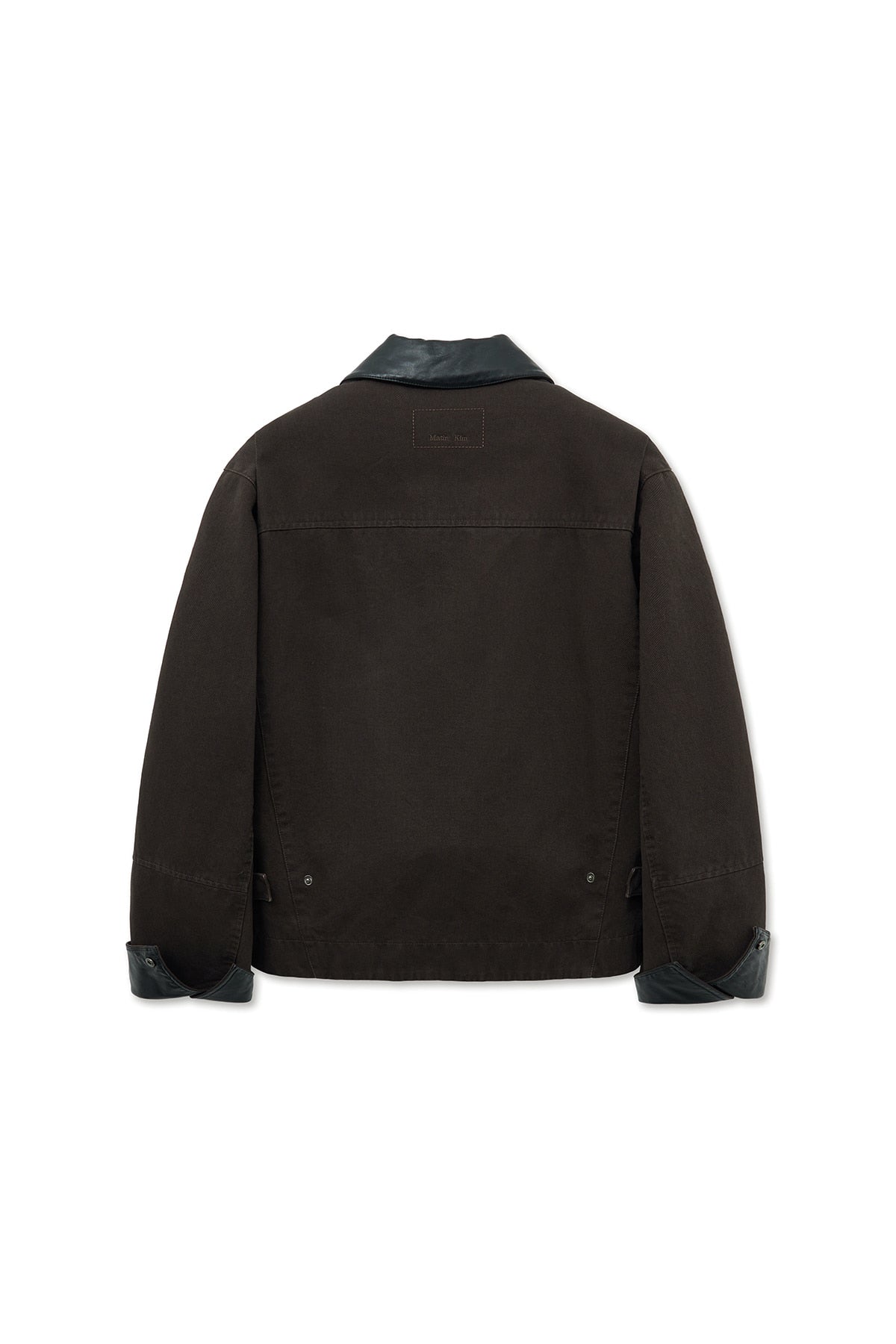 matinkim LEATHER COLLAR POINT WORK JACKET FOR MEN IN DARK BROWN
