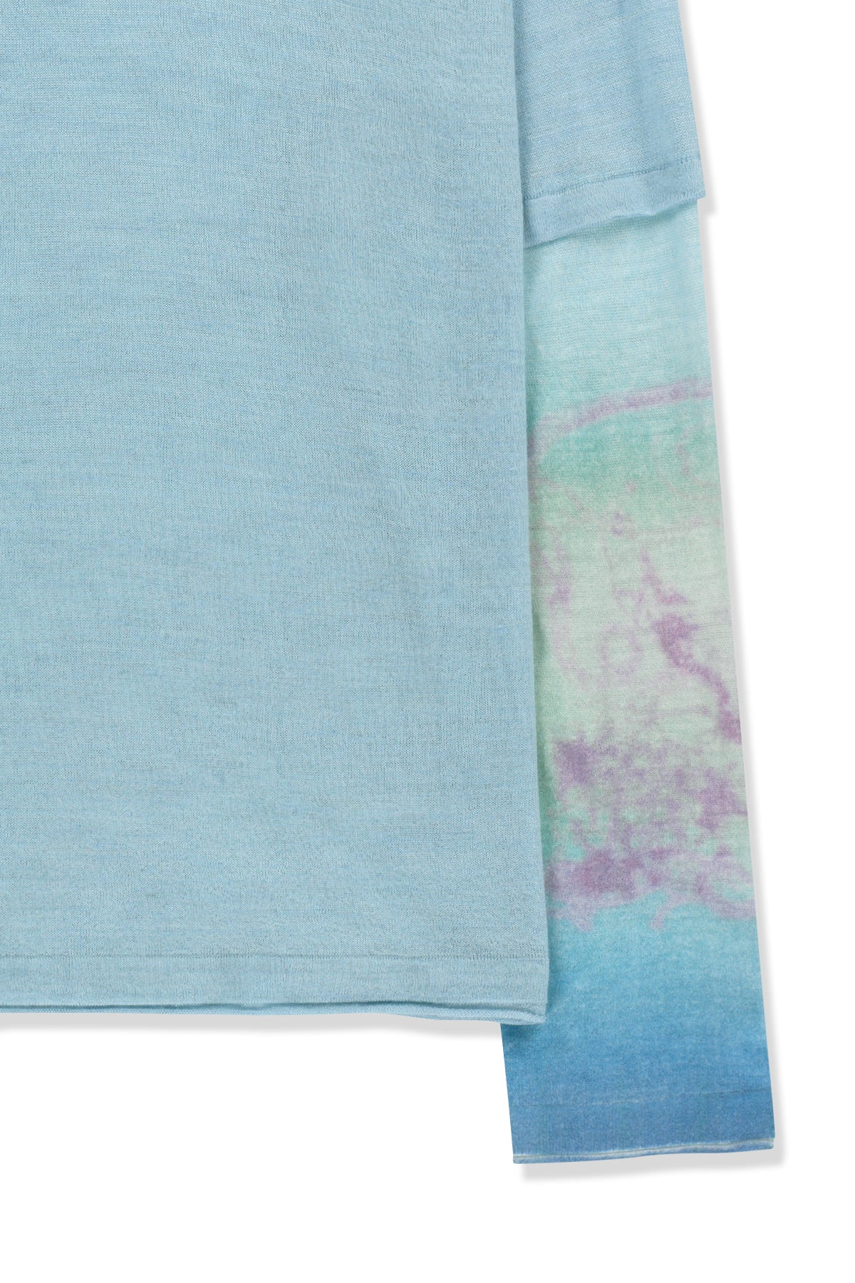 matinkim SLEEVE PRINT KNIT PULLOVER IN LIGHT BLUE