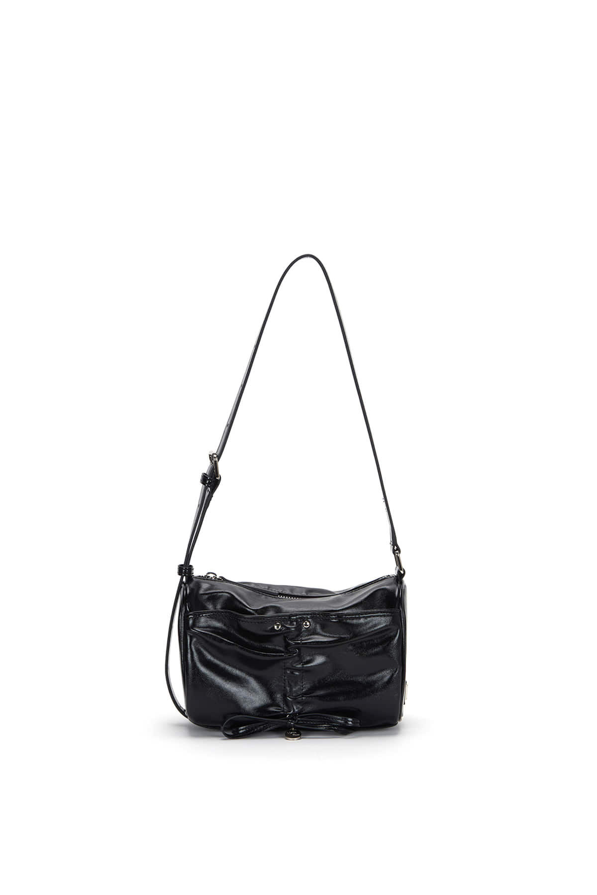 matinkim FRONT SHIRRING RIBBON MINI BAG IN BLACK