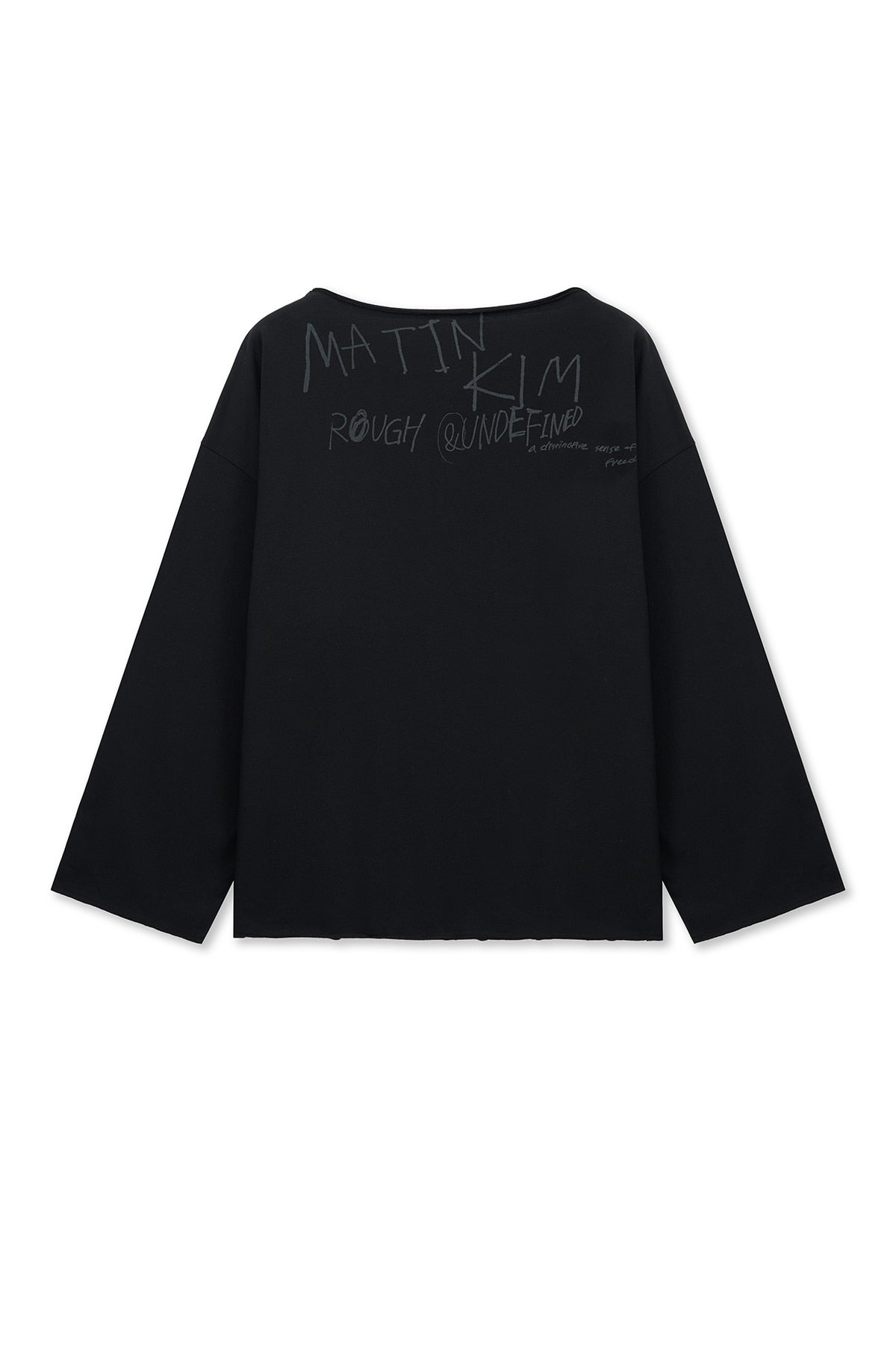 matinkim RAW HEM FINISHED BOAT NECK TOP IN BLACK