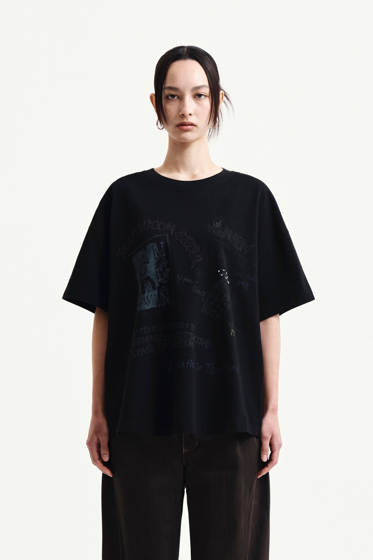 matinkim GRAFFITI ARTWORK TOP IN BLACK