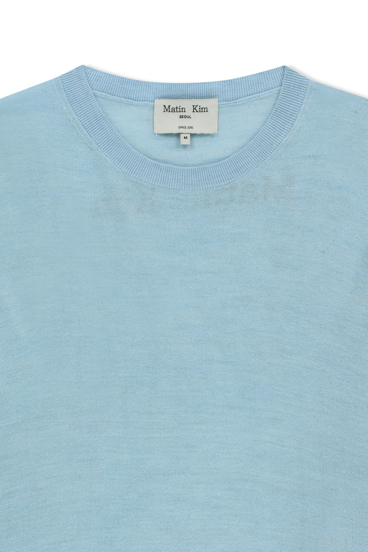 matinkim SLEEVE PRINT KNIT PULLOVER IN LIGHT BLUE