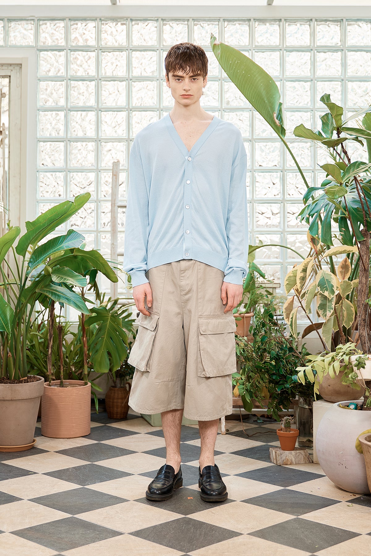 matinkim BACK LOGO SEE THROUGH CARDIGAN FOR MEN IN SKY