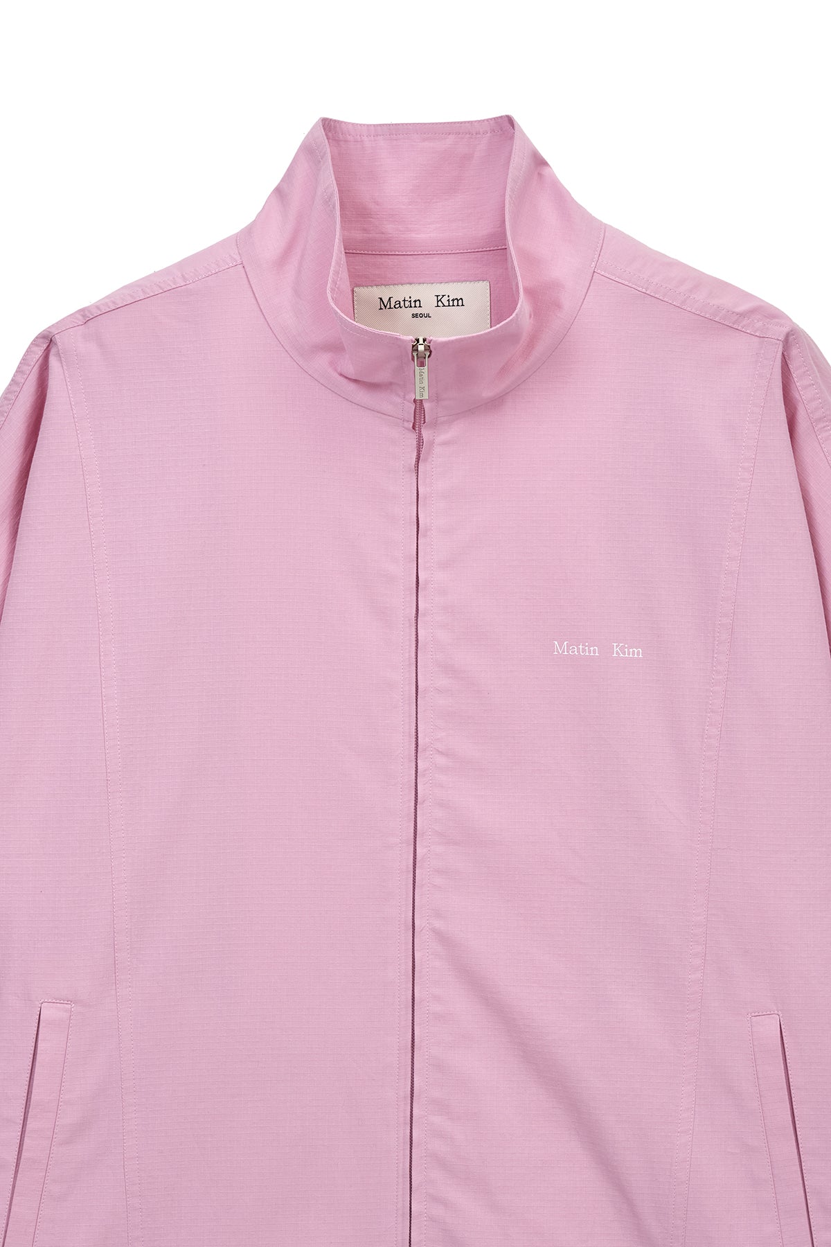 matinkim BACK LOGO HIGH NECK JUMPER IN PINK