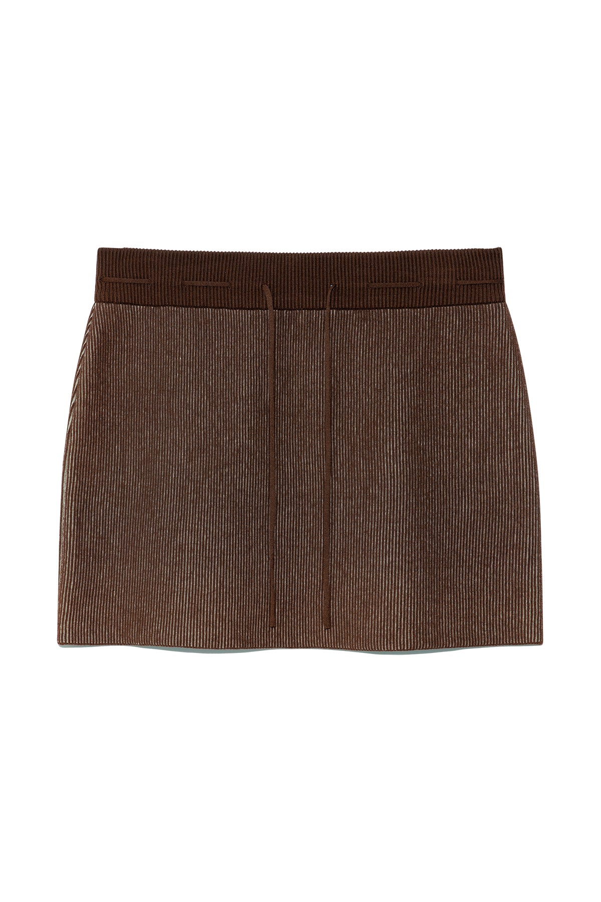 matinkim TWO TONE BANDING KNIT MINI SKIRT IN BROWN