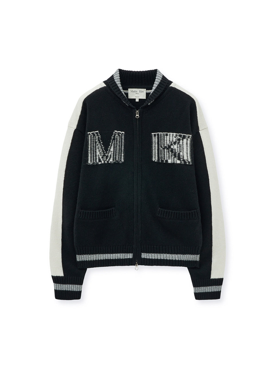 matinkim MATIN KIM INITIAL KNIT ZIP UP FOR WOMEN IN BLACK