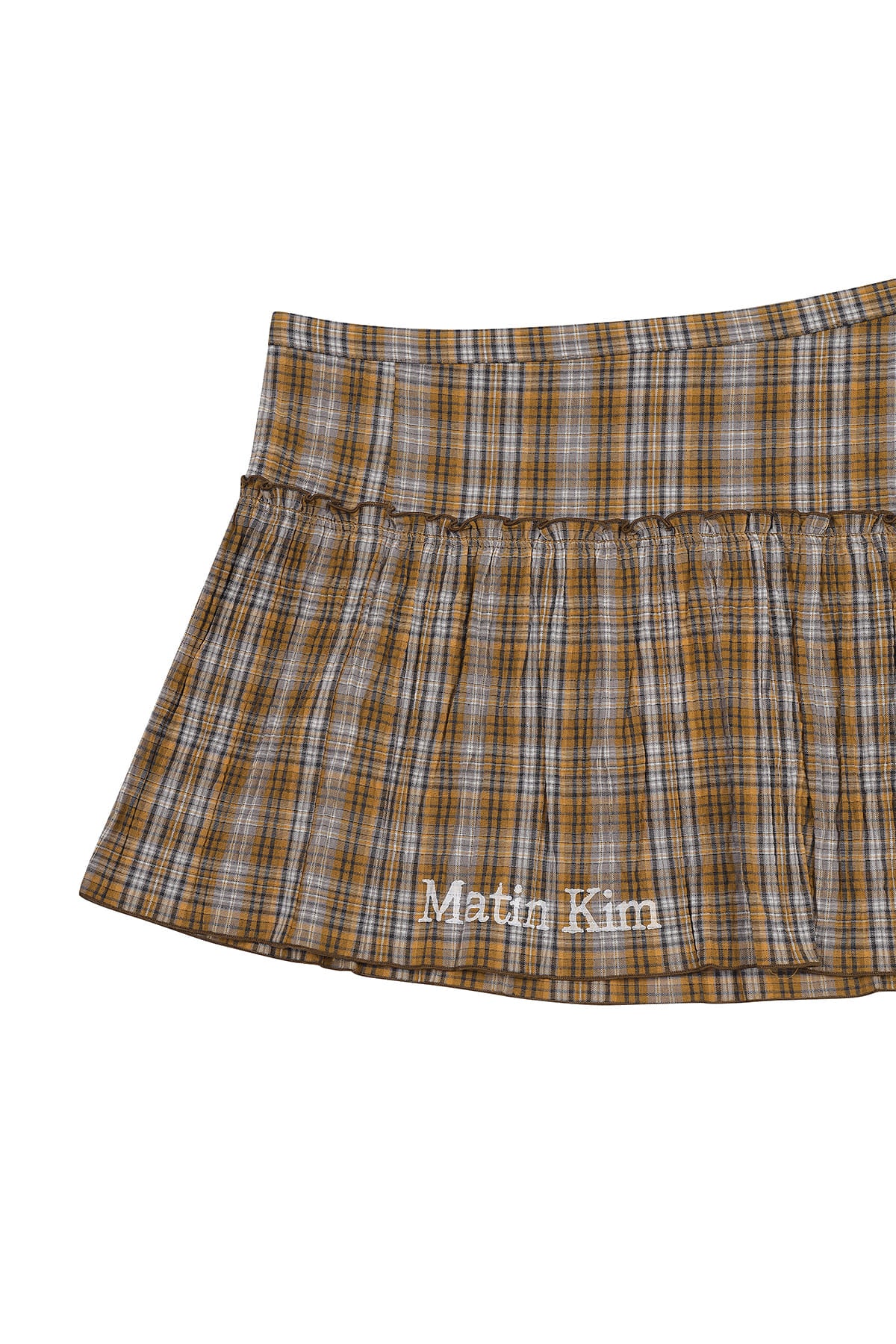 matinkim CHECK LAYERED SKIRT IN ORANGE